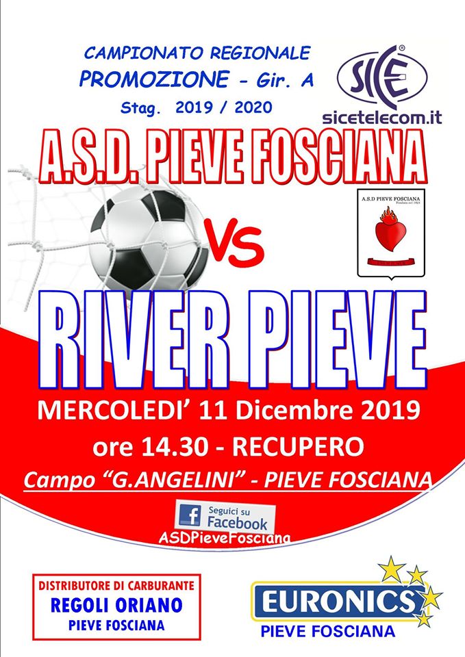 Promozione, oggi il recupero di tre partite spicca il derby Pieve Fosciana – River Pieve