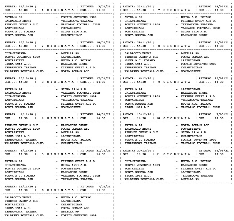 Eccellenza girone C, ecco il calendario