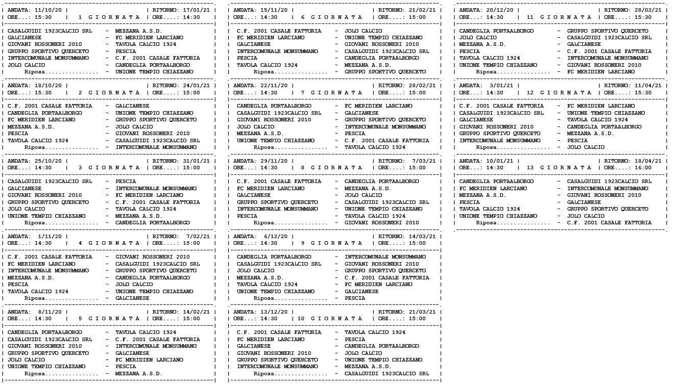 Prima Categoria girone B, ecco il calendario