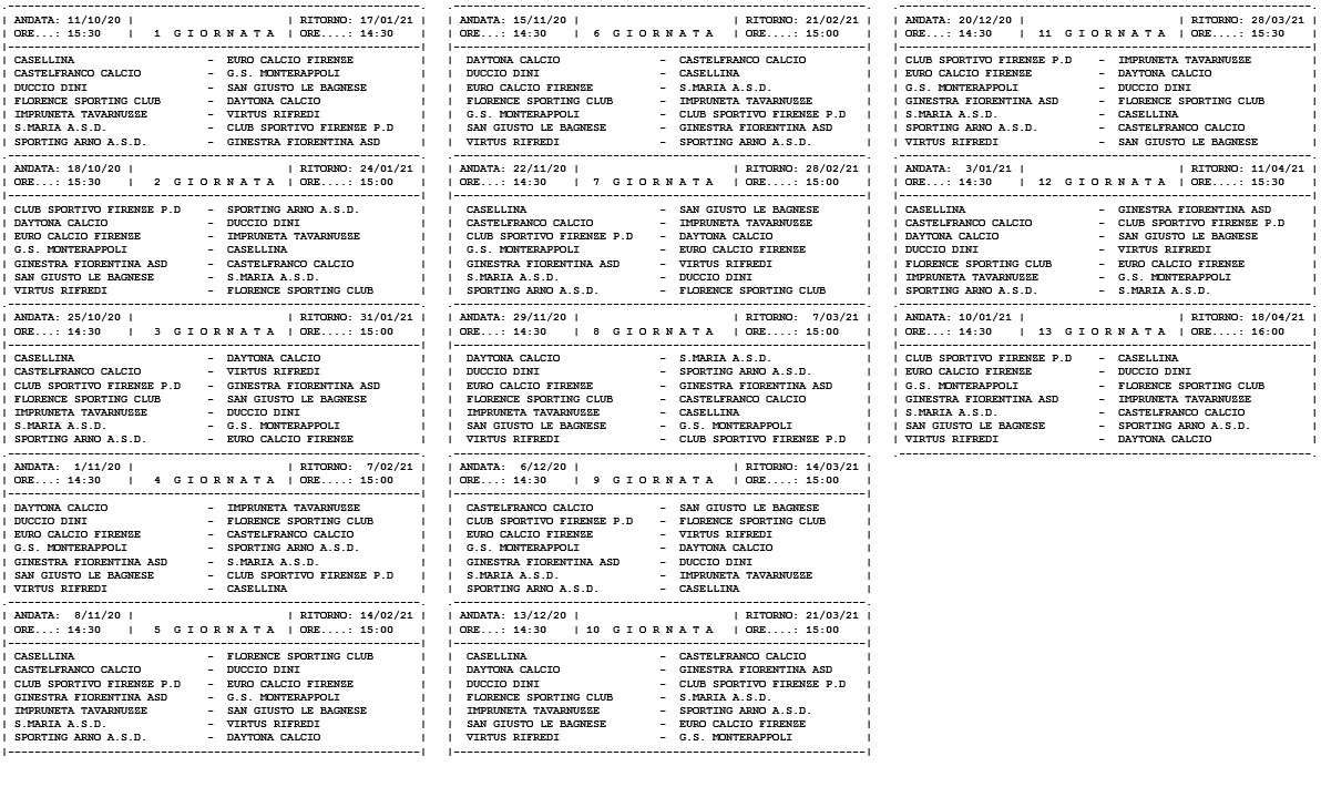 Seconda Categoria girone D, ecco il calendario