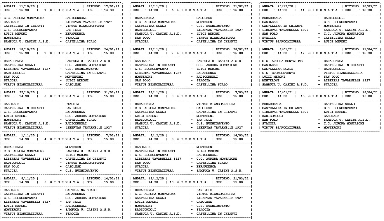 Seconda Categoria girone I, ecco il calendario