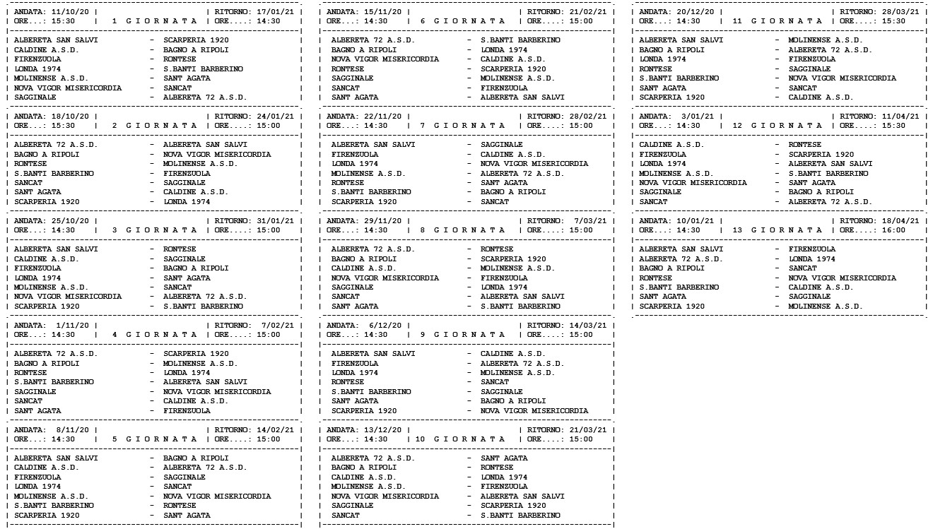 Seconda Categoria girone M, ecco il calendario