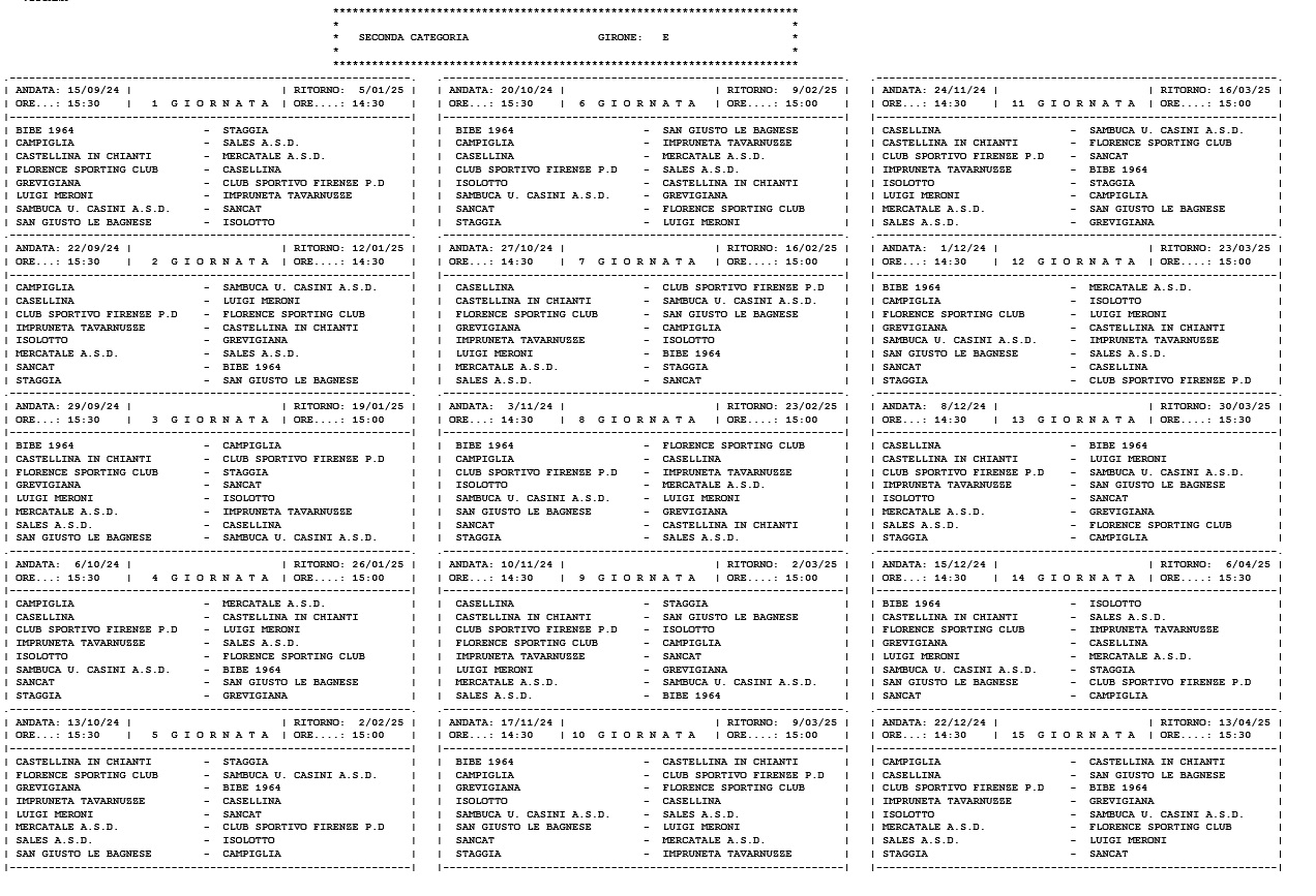 Seconda Categoria/E, il calendario completo della stagione 2024/’25