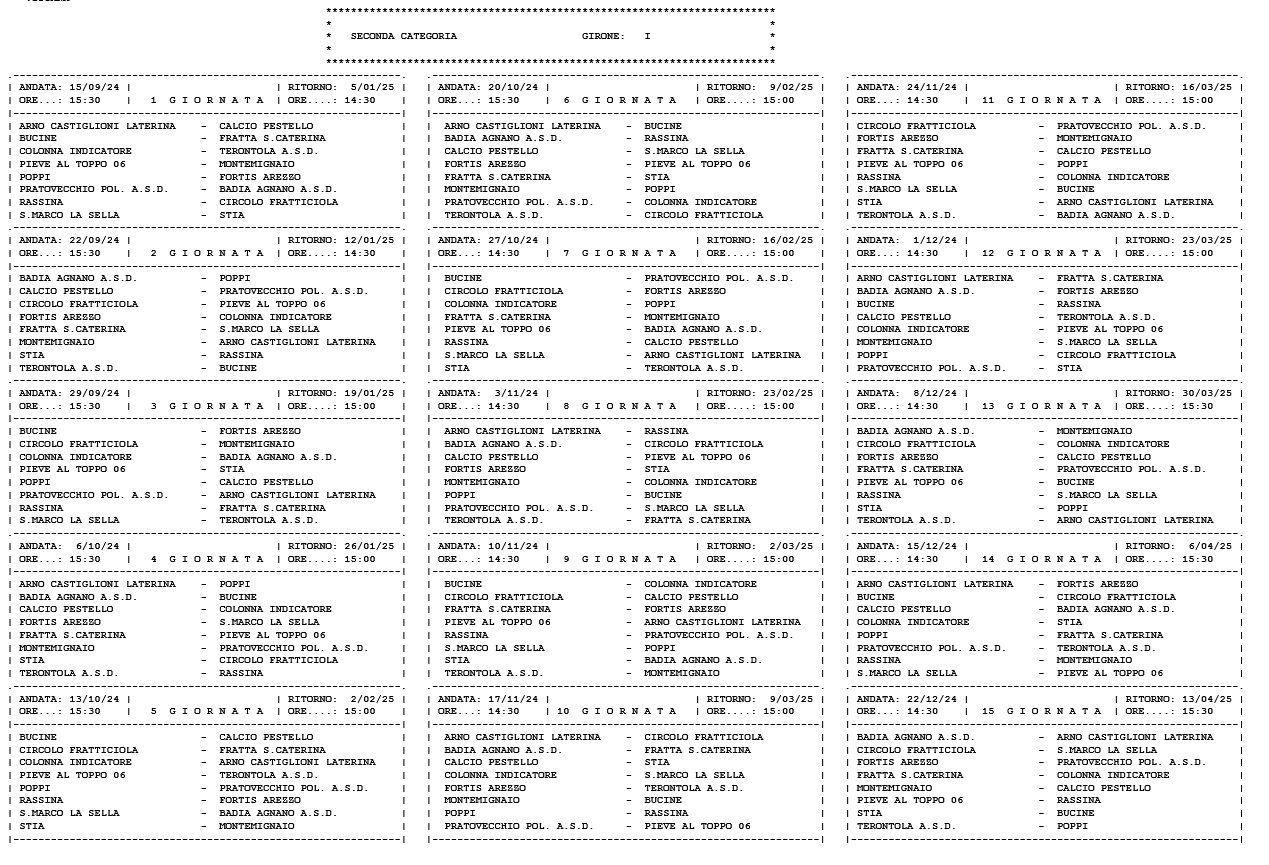 Seconda Categoria/I, il calendario completo della stagione 2024/’25